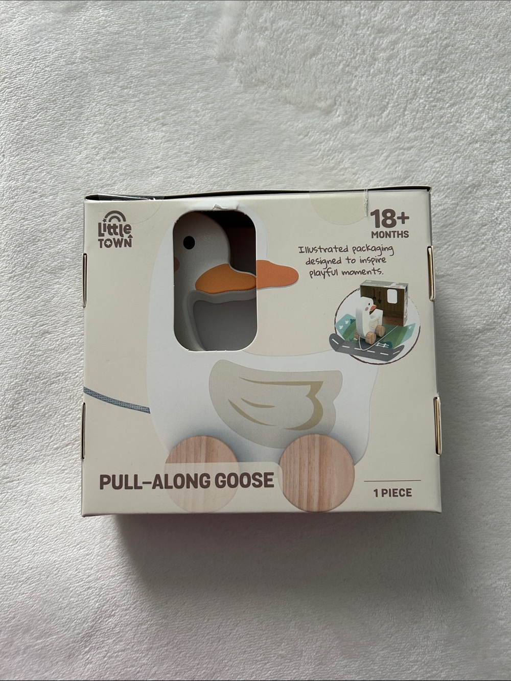 Pull-Along Goose Toy - White and Orange